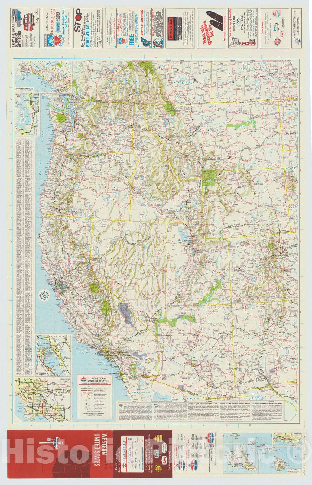 Map : United States 1968 2, Western United States , Antique Vintage Reproduction