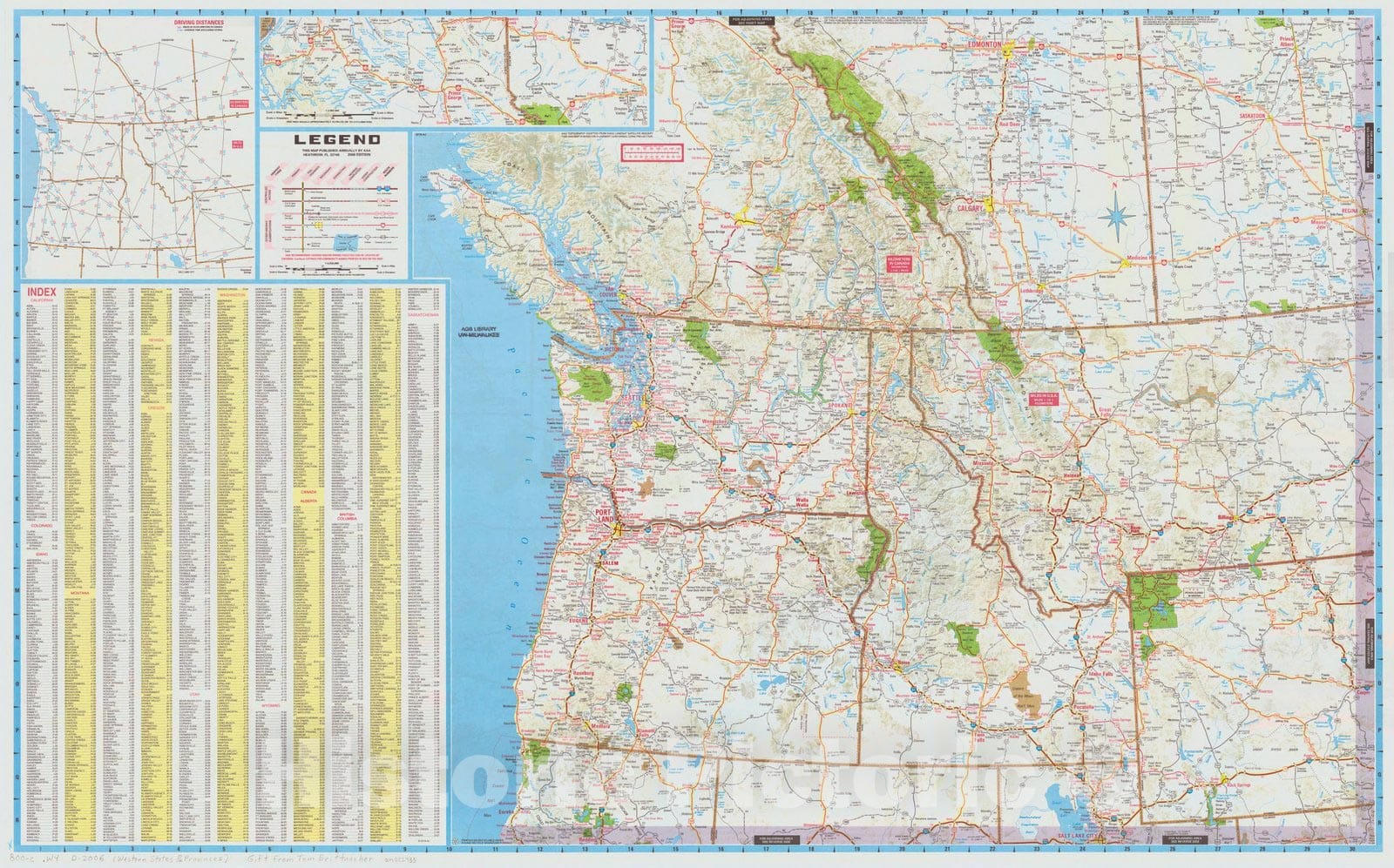 Map : United States, western 2006 1, Western states, Antique Vintage Reproduction