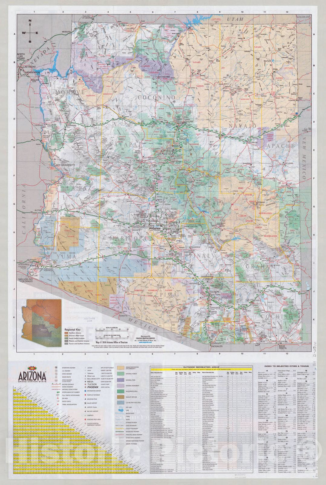 Map : Arizona 2010, Arizona, the Grand Canyon state : official state visitor's map , Antique Vintage Reproduction