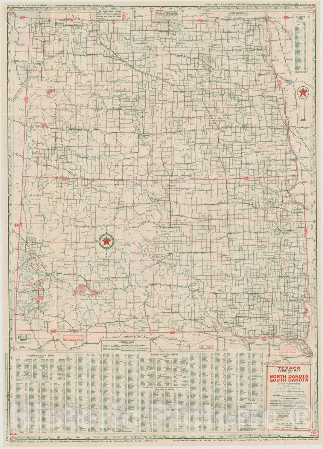 Map : United States 1950 6, Dakotas with Idaho-Montana-Wyoming, Antique Vintage Reproduction