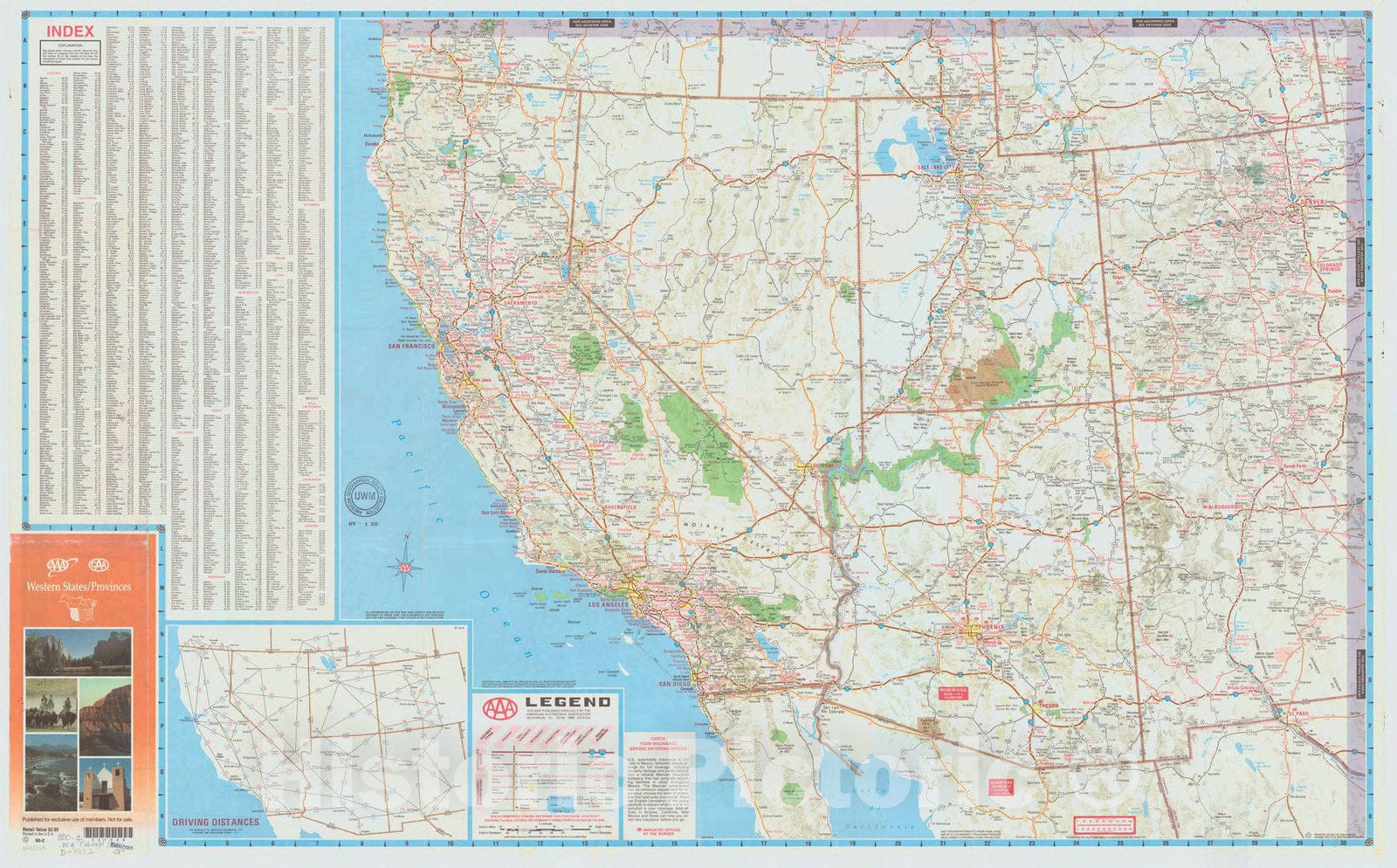 Map : United States, western 1982 2, Western states and provinces , Antique Vintage Reproduction