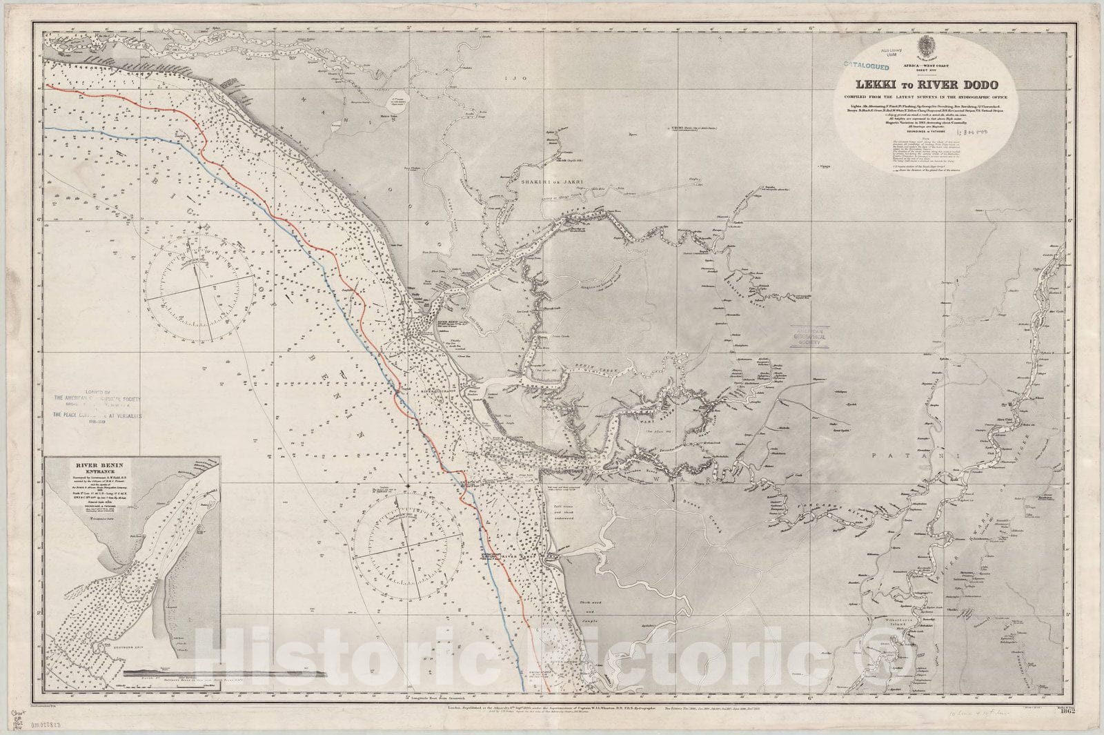 Map : Africa, west coast 1914, Africa, west coast, sheet XVII, Lekki to River Dodo , Antique Vintage Reproduction