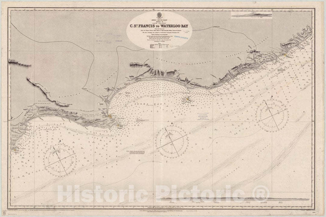 Map : Africa, south coast 1915, Africa, south coast, sheet IV, Cape Colony, C. St. Francis to Waterloo Bay, Antique Vintage Reproduction