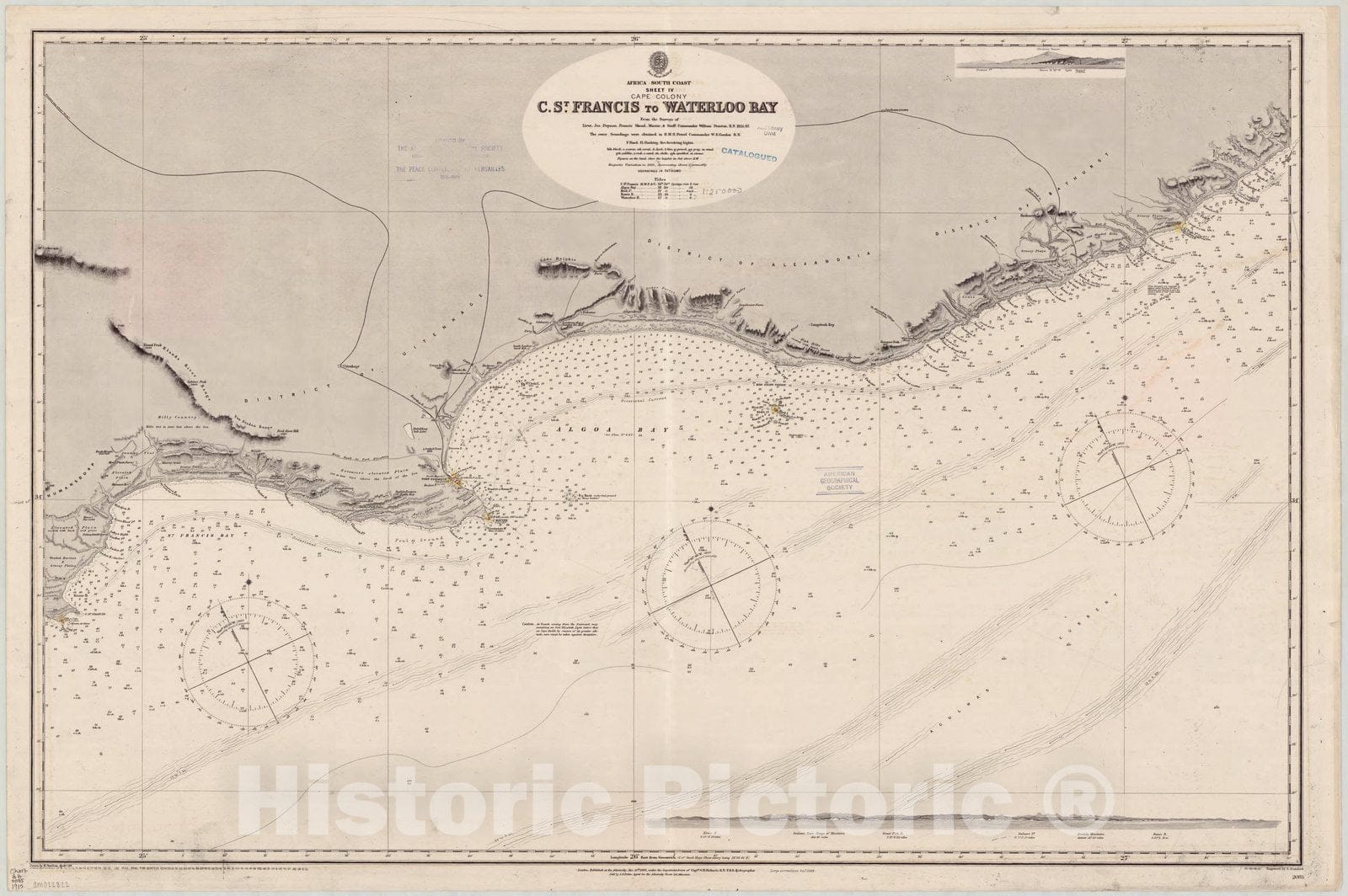 Map : Africa, south coast 1915, Africa, south coast, sheet IV, Cape Colony, C. St. Francis to Waterloo Bay, Antique Vintage Reproduction