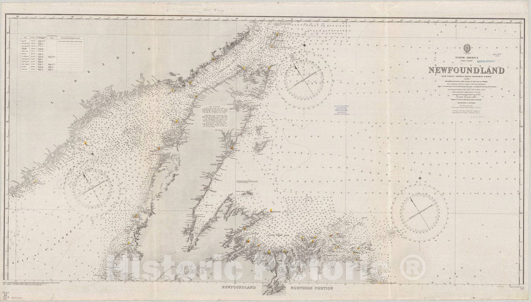 Map : Newfoundland, Canada 1915, North America, east coast, Newfoundland, northern portion , Antique Vintage Reproduction