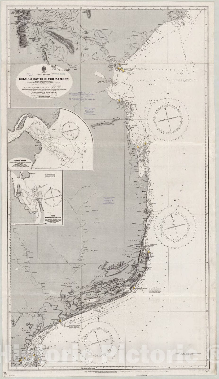 Map : Africa, east coast 1915, Africa, east coast, Delagoa Bay to River Zambezi , Antique Vintage Reproduction