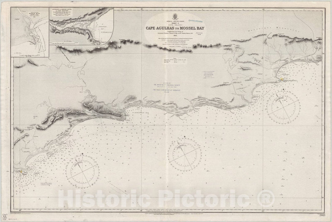 Map : Africa, south coast 1915, Africa south coast, sheet II, Cape Colony, Cape Agulhas to Mossel Bay , Antique Vintage Reproduction