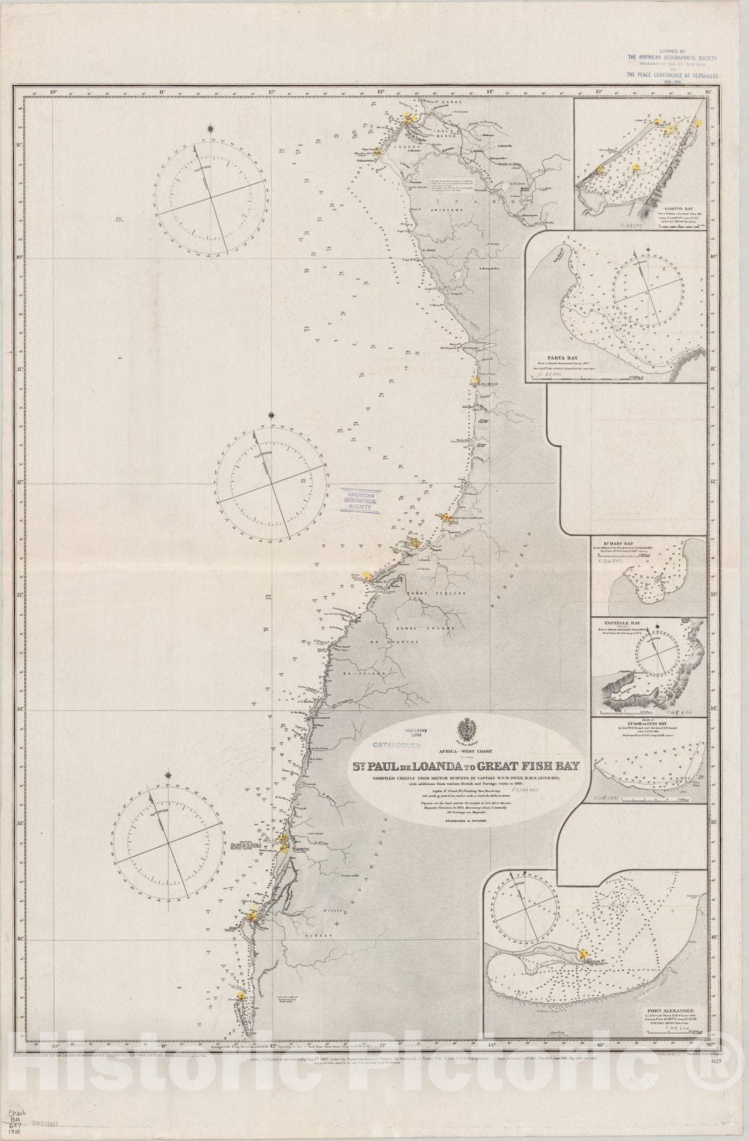 Map : Africa, west coast 1915, Africa, west coast, St. Paul de Loanda to Great Fish Bay , Antique Vintage Reproduction