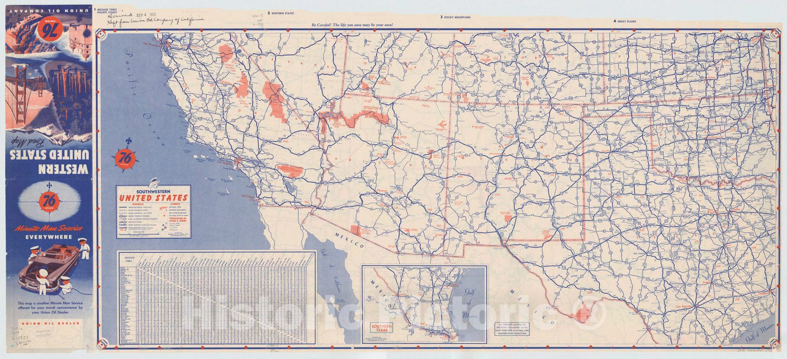 Map : United States 1951 2, Western United States road map , Antique Vintage Reproduction