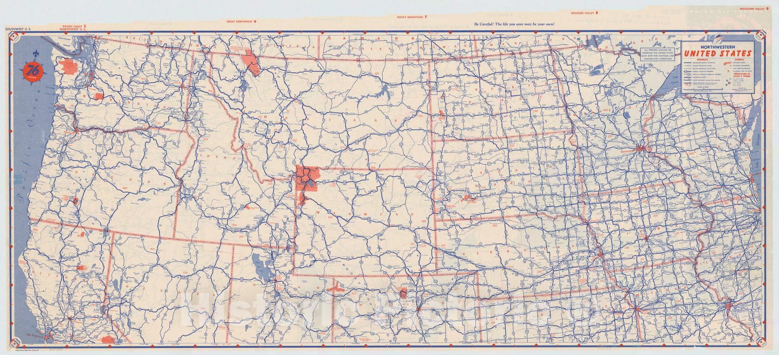 Map : United States 1951 1, Western United States road map , Antique Vintage Reproduction