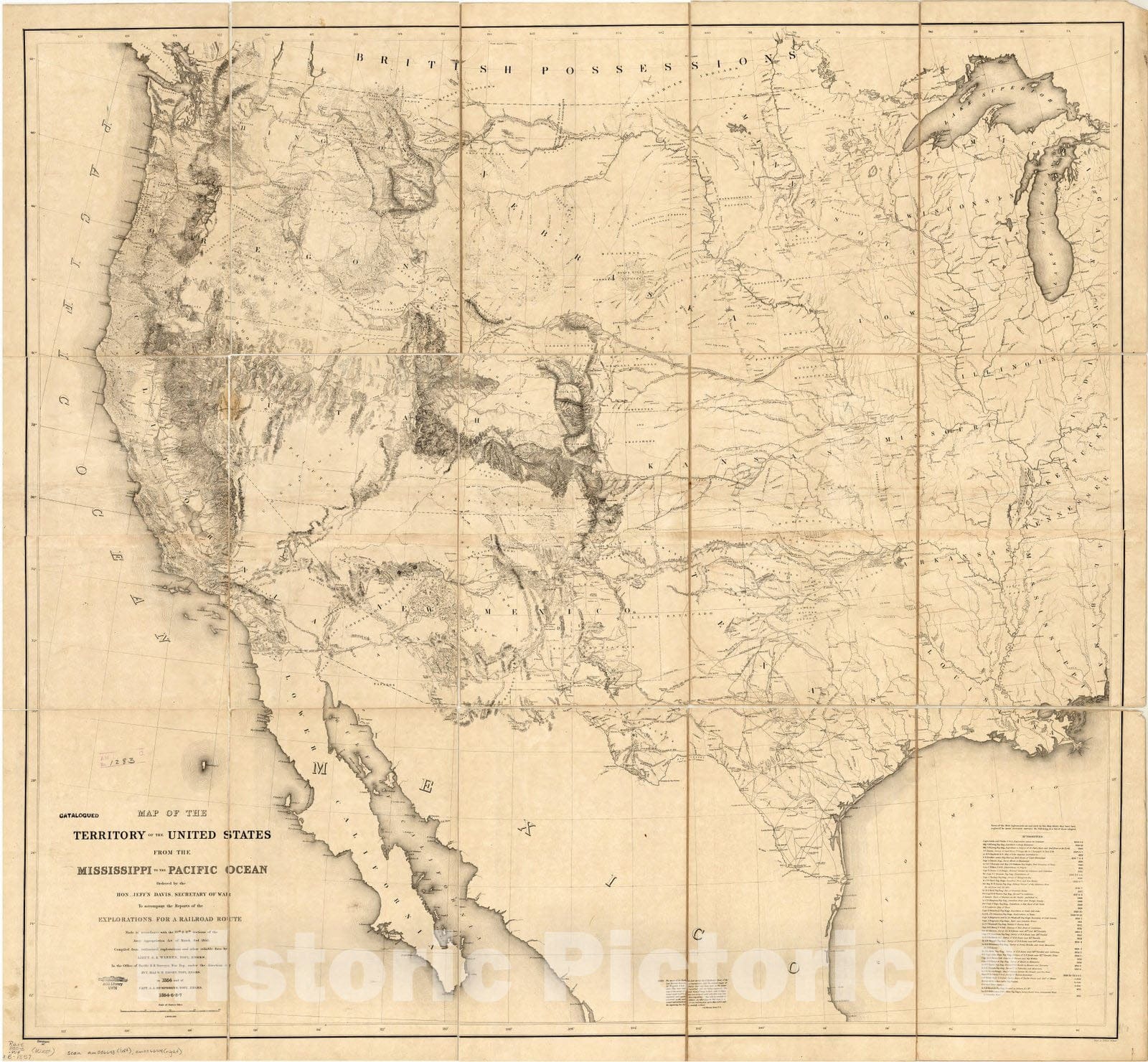 Map : United States 1857, Antique Vintage Reproduction