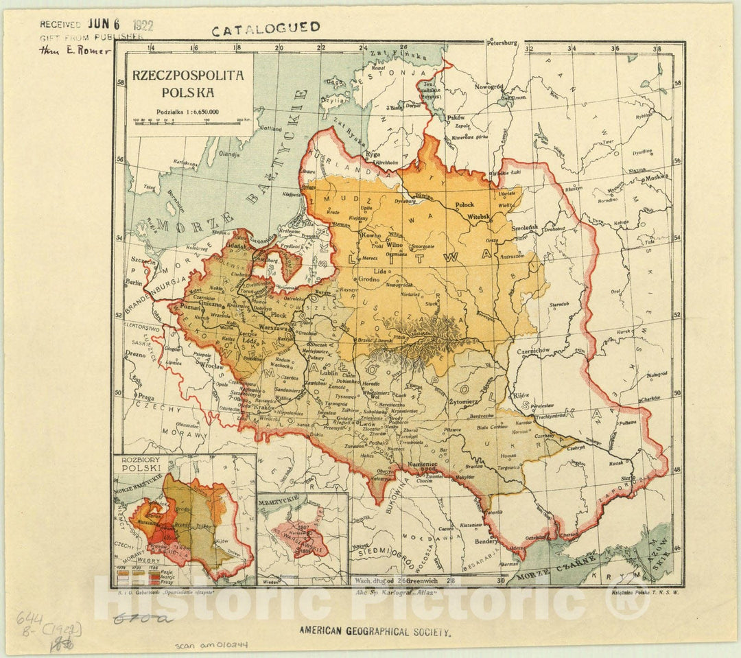 Map : Poland 1921, Rzeczpospolita Polska, Antique Vintage Reproduction