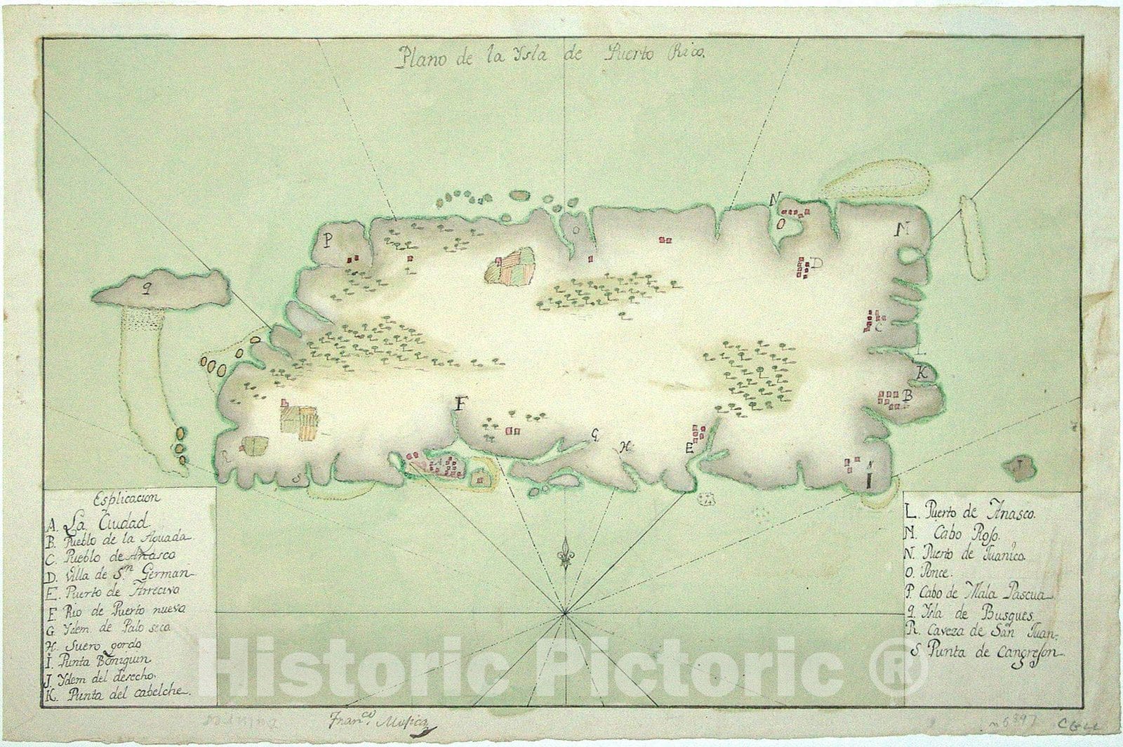 Map : Puerto Rico 1790, Plano de la isla de Puerto-Rico, Antique Vintage Reproduction