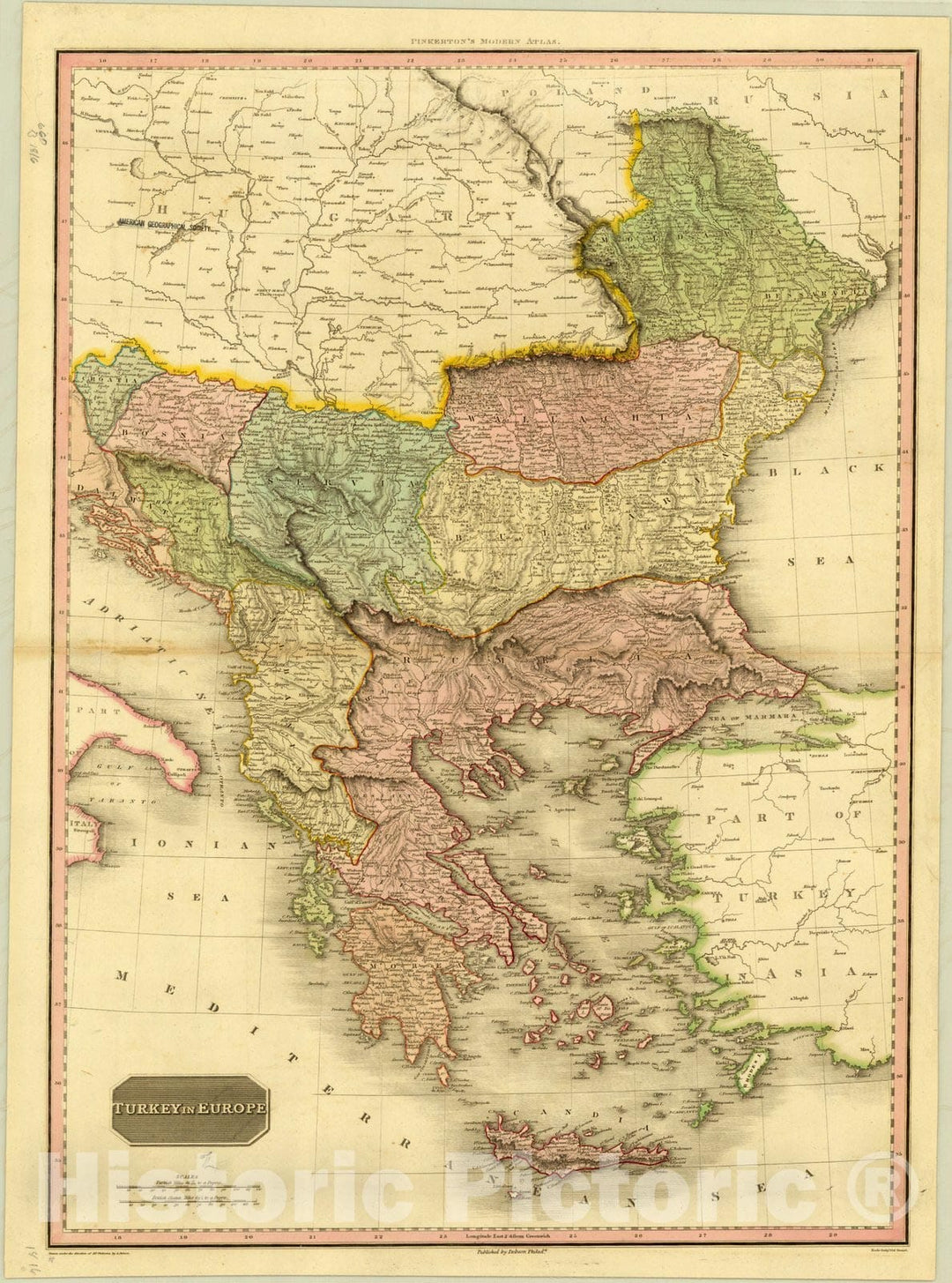 Map : Turkey 1818, Turkey in Europe , Antique Vintage Reproduction