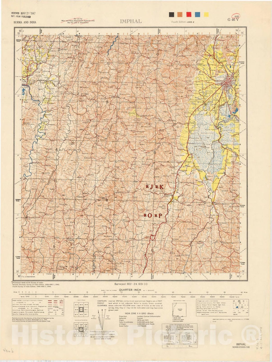 Map : Imphal, Burma and India 83 H 1944, India 1:253,440, Antique Vintage Reproduction