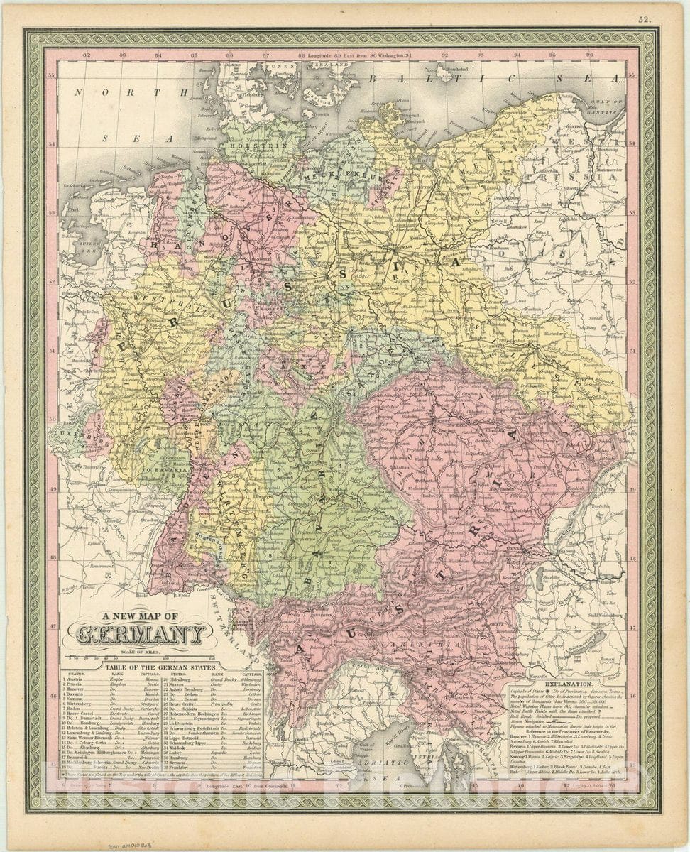 Map : Germany 1850, A new map of Germany , Antique Vintage Reproduction