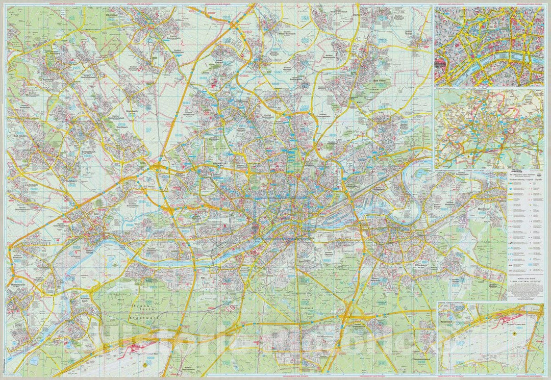 Map : Frankfurt Am Main, Germany 2005, Antique Vintage Reproduction