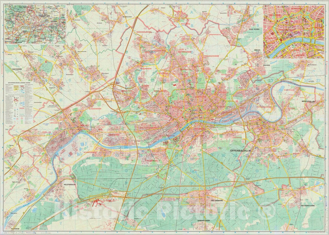 Map : Frankfurt am Main, Germany 1972, General Stadtplan, Frankfurt, Antique Vintage Reproduction