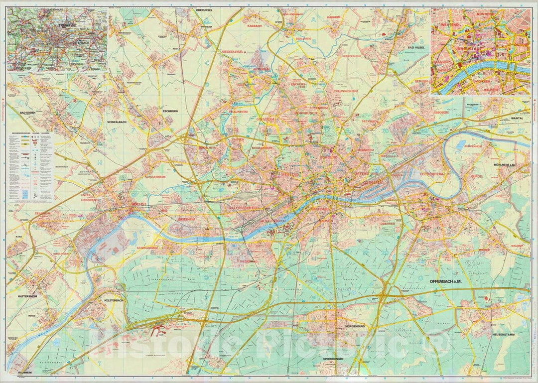 Map : Frankfurt am Main, Germany 1980, Generalstadtplan Frankfurt, Antique Vintage Reproduction