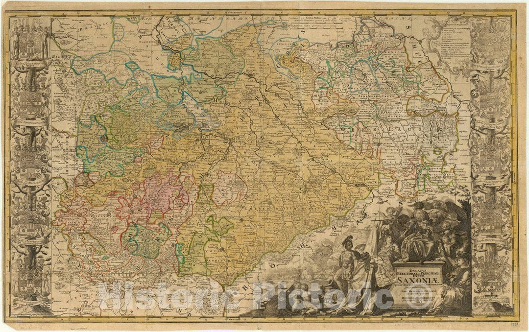 Map : Germany 1731, Ducatus, Electoratus et Principatus Ducum Saxoniae , Antique Vintage Reproduction