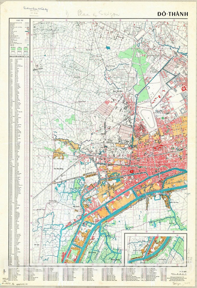 Map : Ho Chi Minh City, Vietnam 1959 2, Do-Thanh Sai Gon , Antique Vintage Reproduction