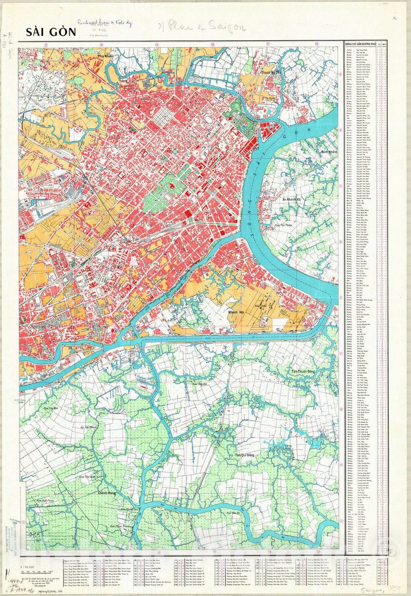 Map : Ho Chi Minh City, Vietnam 1959 1, Do-Thanh Sai Gon , Antique Vintage Reproduction