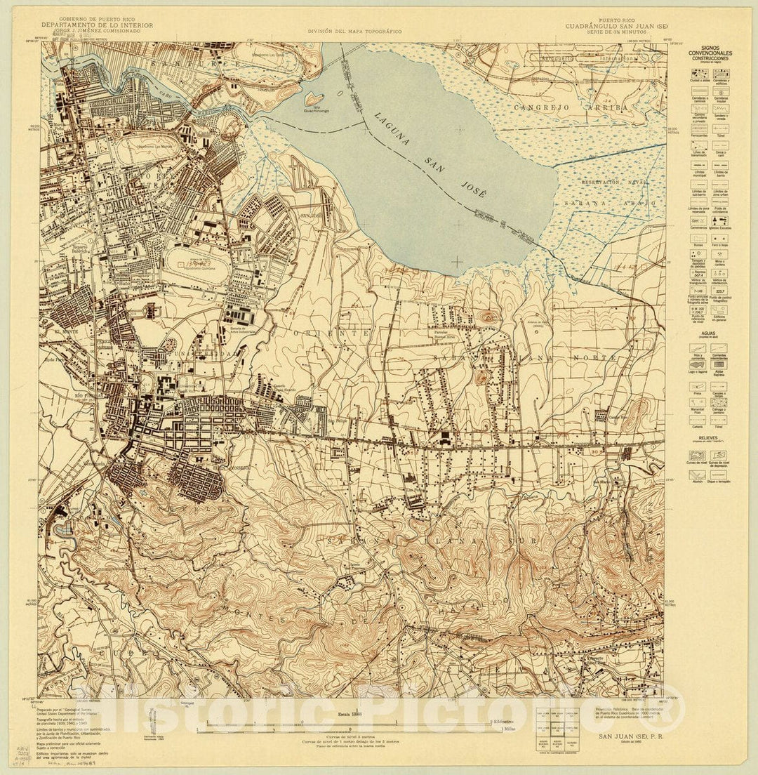 Map : San Juan, Puerto Rico 1950 4, Puerto Rico, cuadrangulo San Juan ... : serie de 3 3, Antique Vintage Reproduction