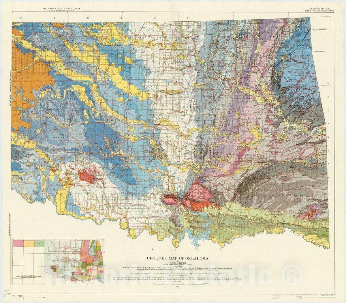 Map : Oklahoma 1991, Geologic map of Oklahoma , Antique Vintage Reproduction