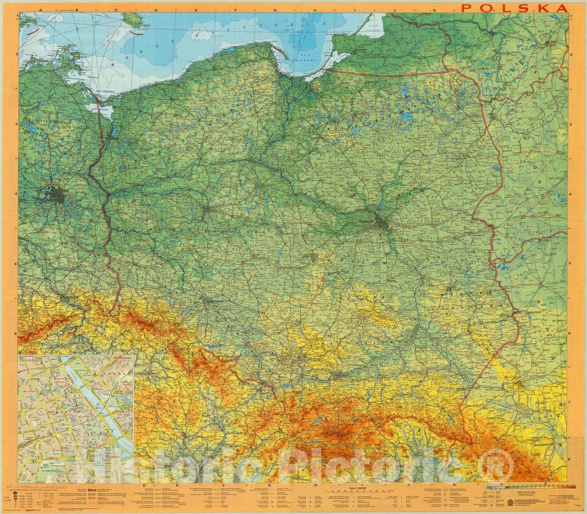 Map : Poland 1994, Polska, mapa przegladowa : skala 1:1 000 000, Poland, reference map : scale 1:1 000 000 , Antique Vintage Reproduction