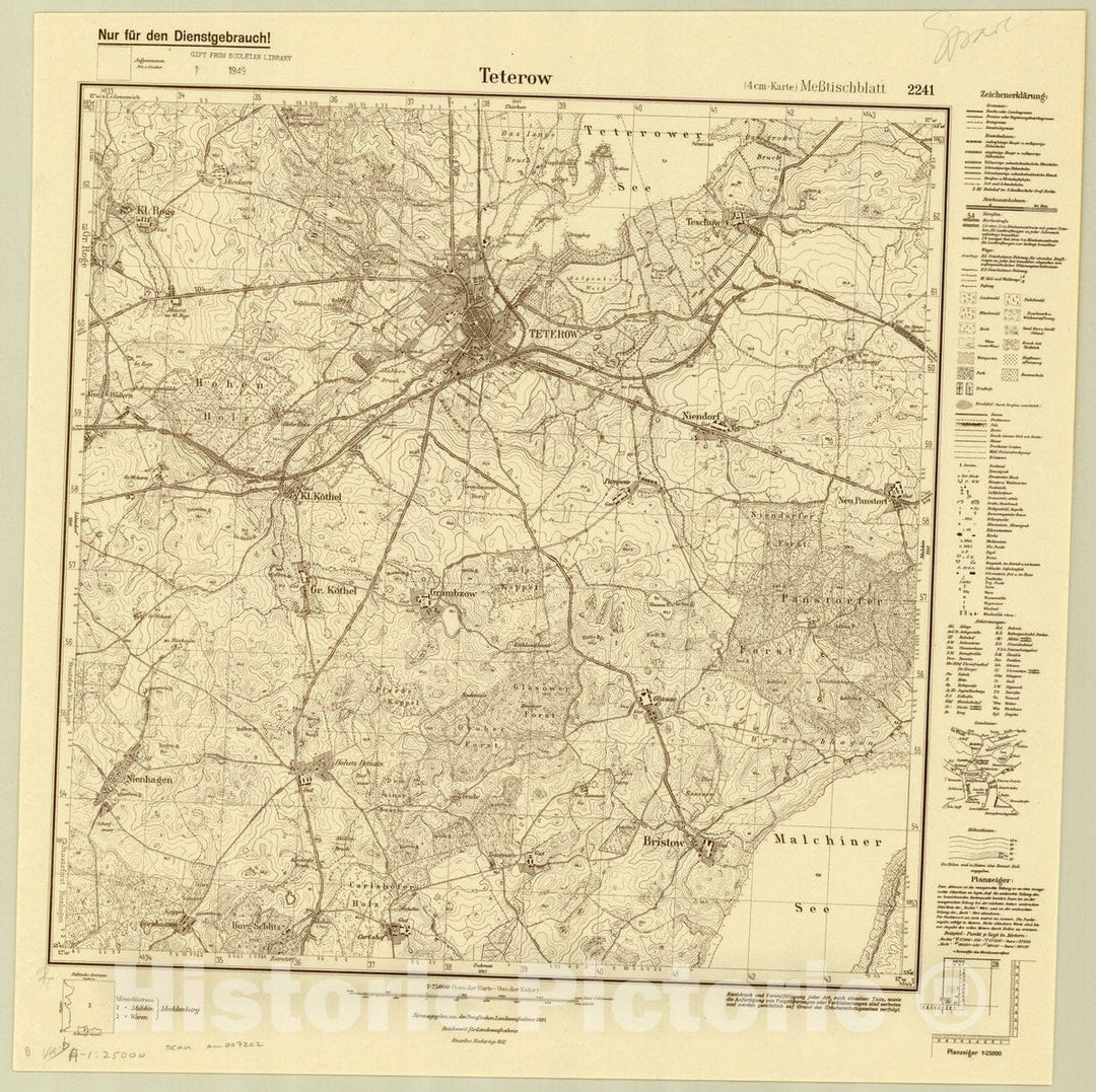 Map : Teterow, Germany 1932, Germany 1:25,000, Antique Vintage Reproduction