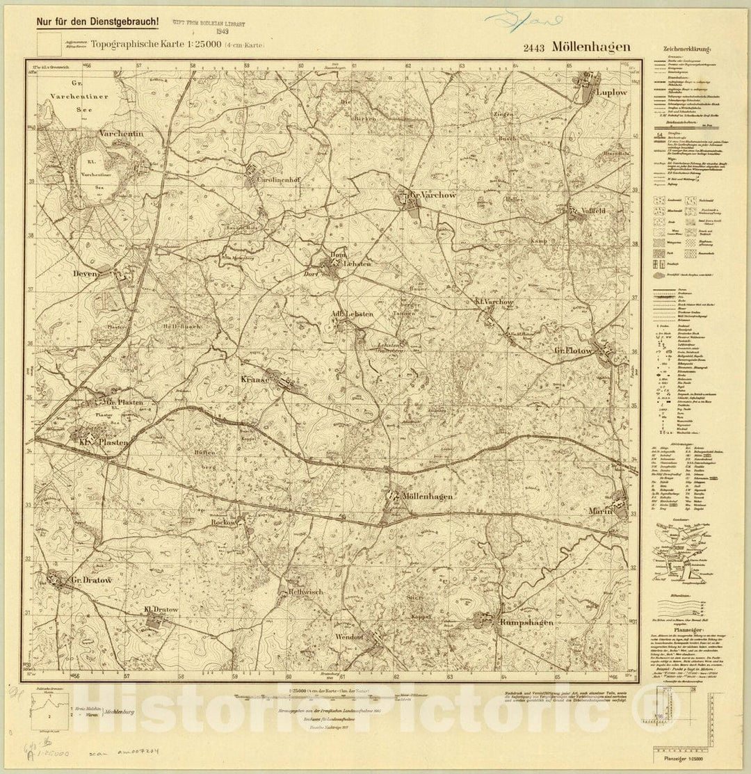 Map : Mollenhagen, Germany 1911, Germany 1:25,000, Antique Vintage Reproduction