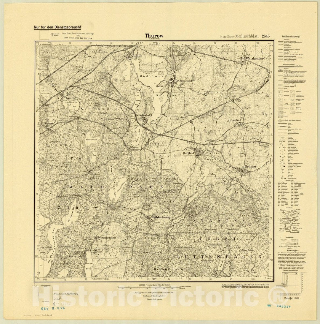 Map : Thurow, in Mecklenburg, Germany 1932, Germany 1:25,000, Antique Vintage Reproduction