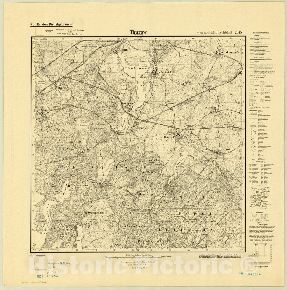 Map : Thurow, in Mecklenburg, Germany 1932, Germany 1:25,000, Antique Vintage Reproduction