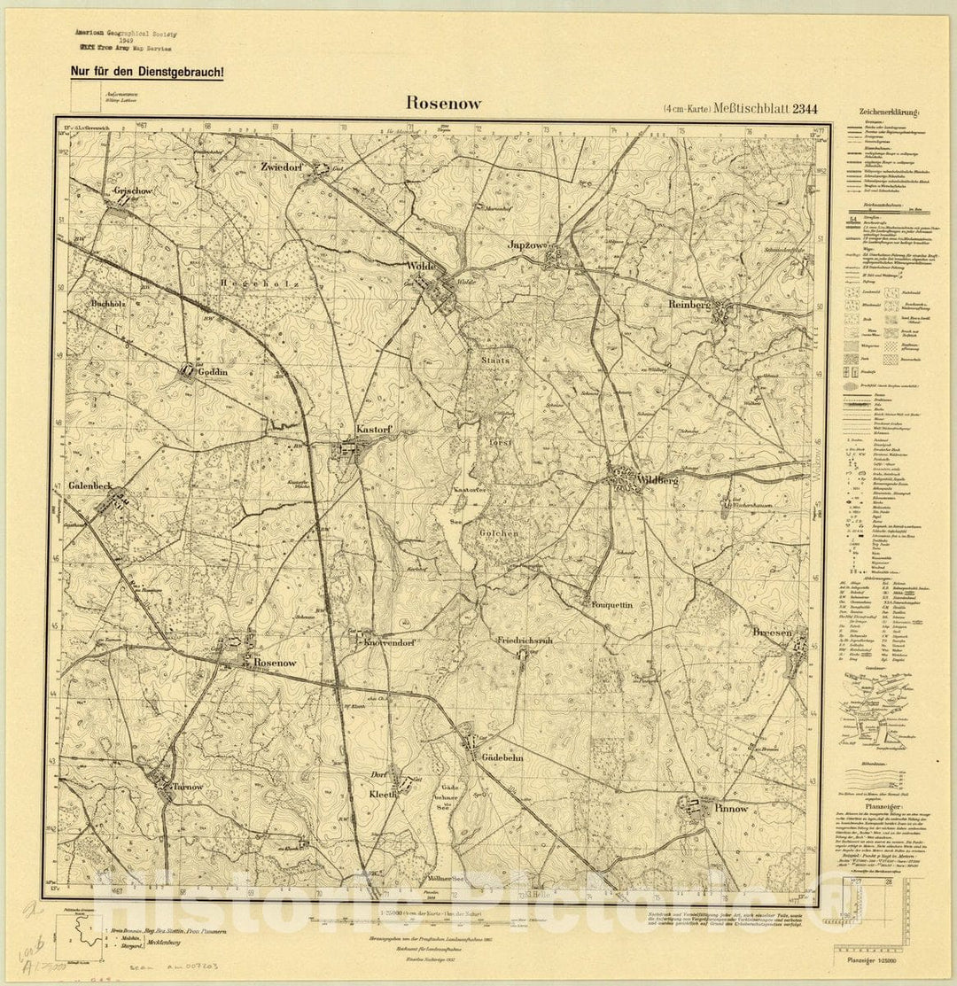 Map : Rosenow, Germany 1932, Germany 1:25,000, Antique Vintage Reproduction