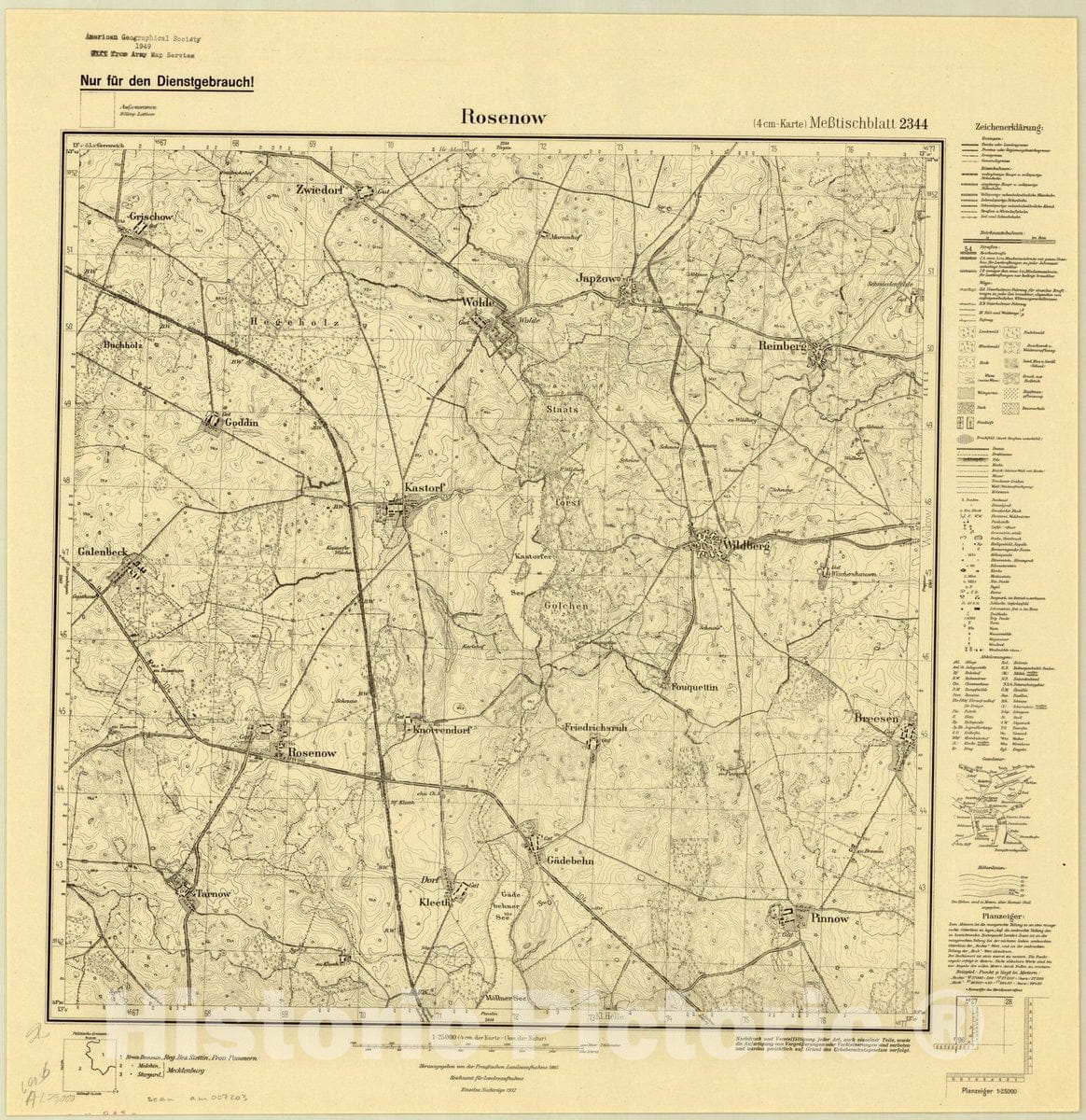 Map : Rosenow, Germany 1932, Germany 1:25,000, Antique Vintage Reproduction