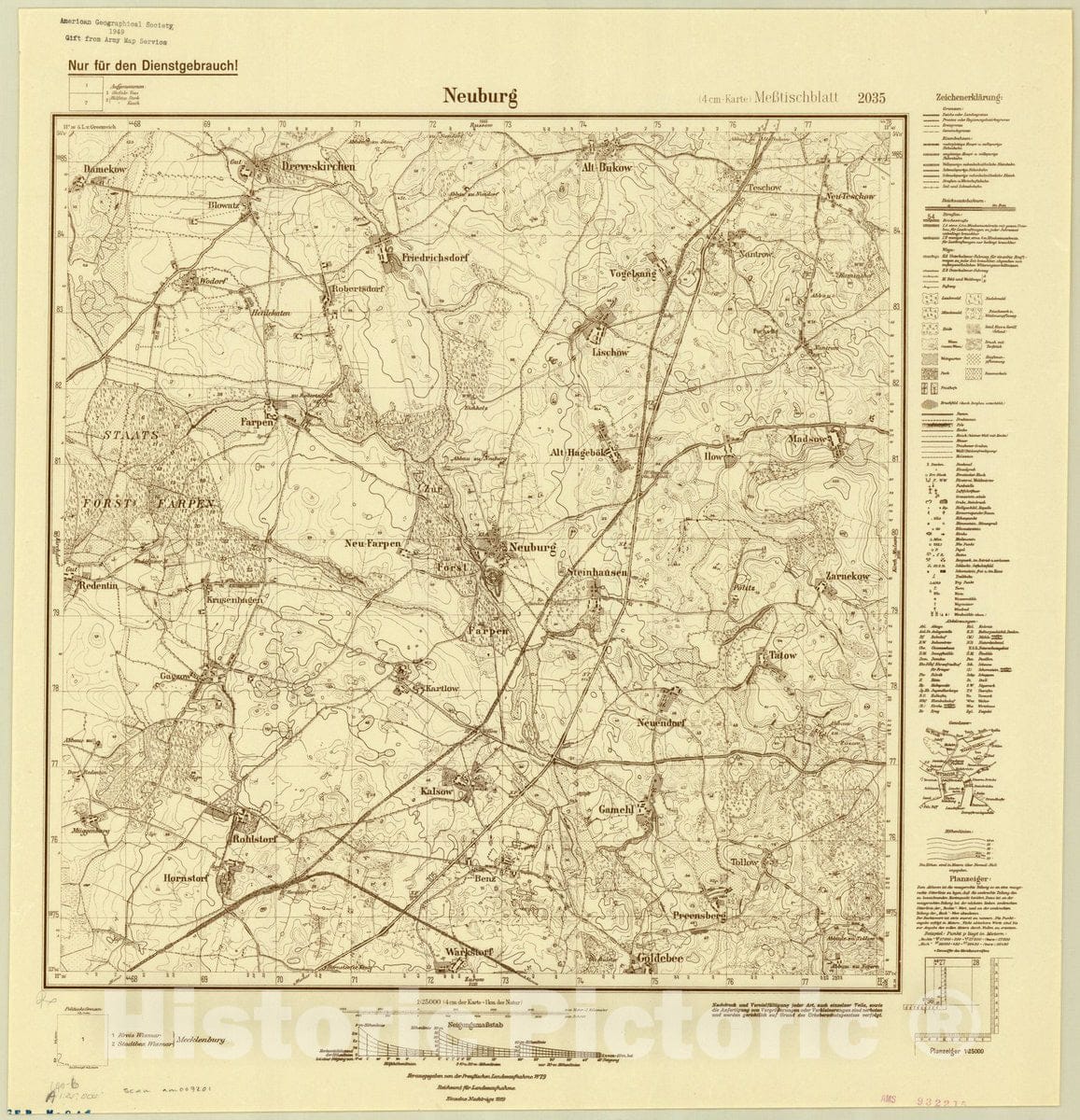 Map : Neuburg, Germany 1919, Germany 1:25,000, Antique Vintage Reproduction