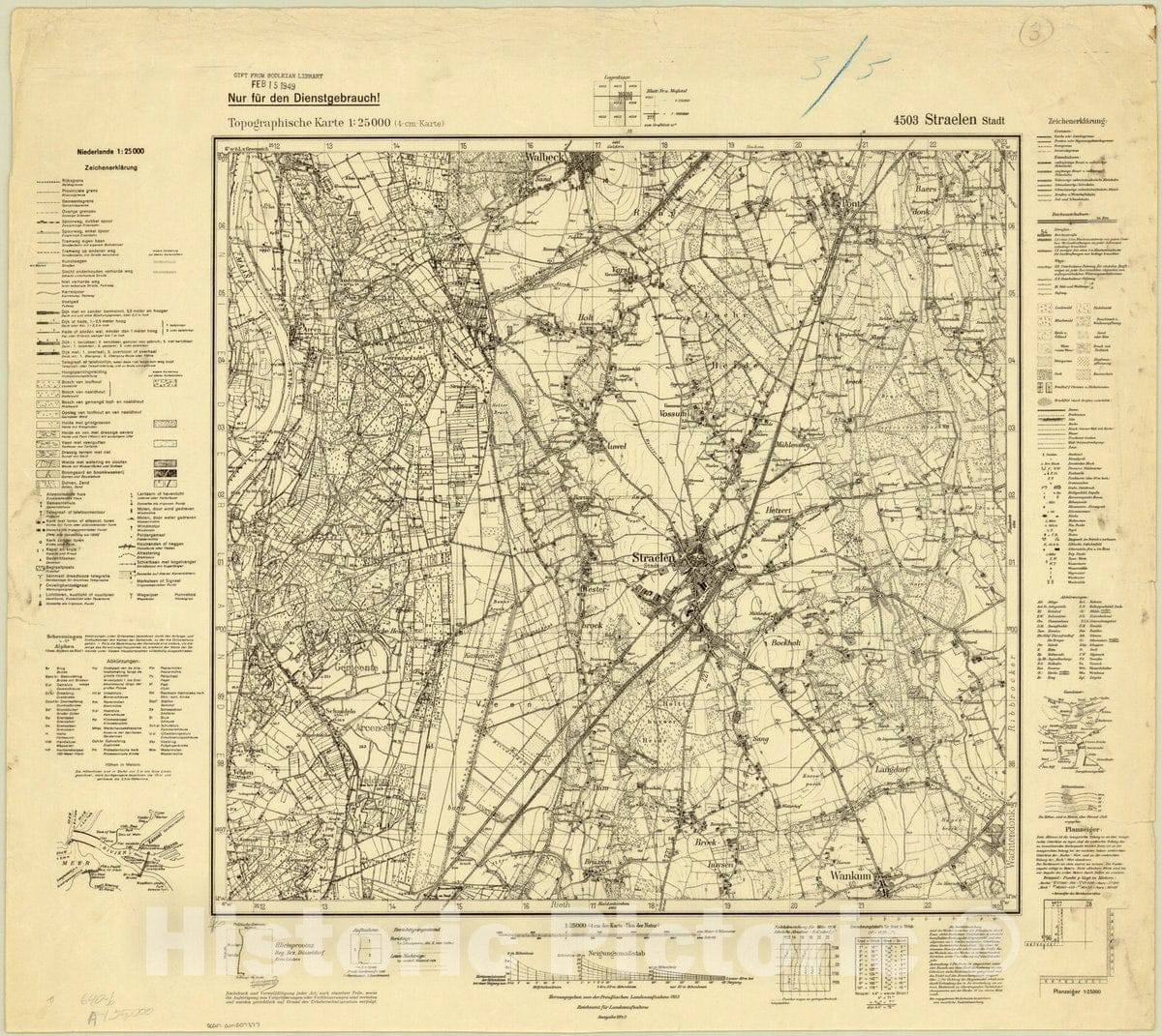 Map : Straelen Stadt, Germany 1940, Topographische Karte 1:25 000 , Antique Vintage Reproduction