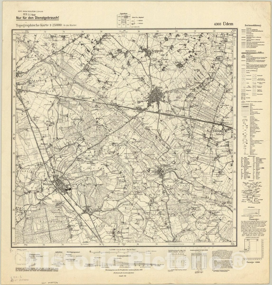 Map : Udem, Germany 1941, Topographische Karte 1:25 000 , Antique Vintage Reproduction