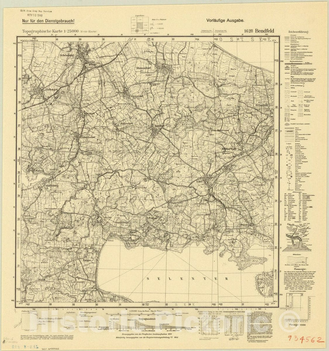 Map : Bendfeld, Germany 1945, Topographische Karte 1:25 000, Antique Vintage Reproduction