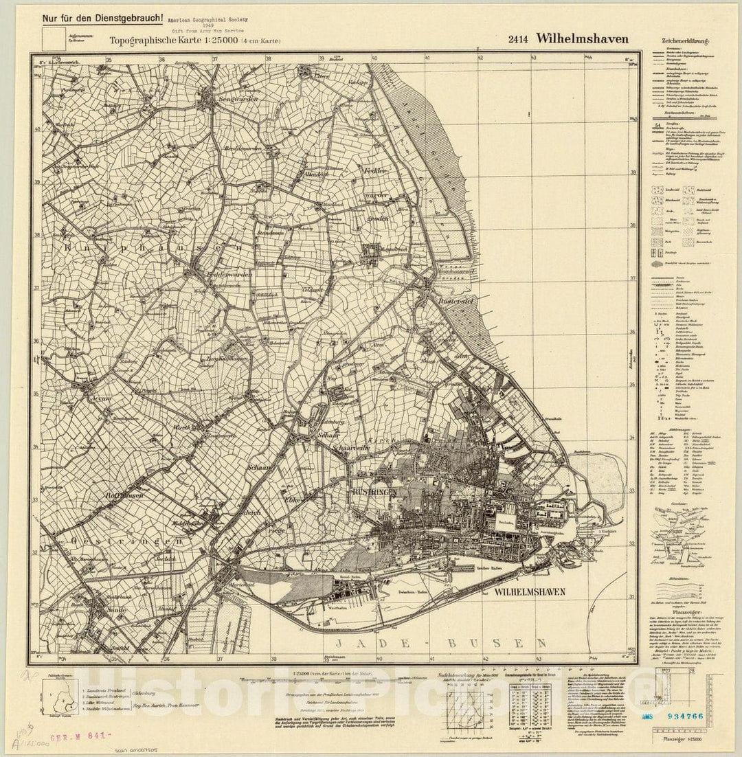 Map : Wilhelmshaven, Germany 1929, Topographische Karte 1:25 000, Antique Vintage Reproduction