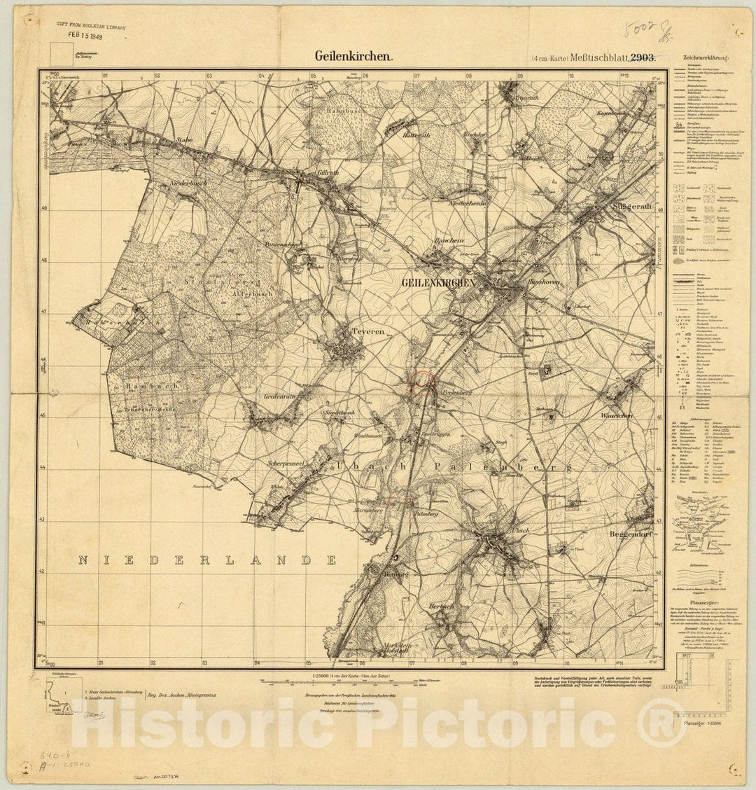 Map : Geilenkirchen, Germany 1934, Topographische Karte 1:25 000 , Antique Vintage Reproduction