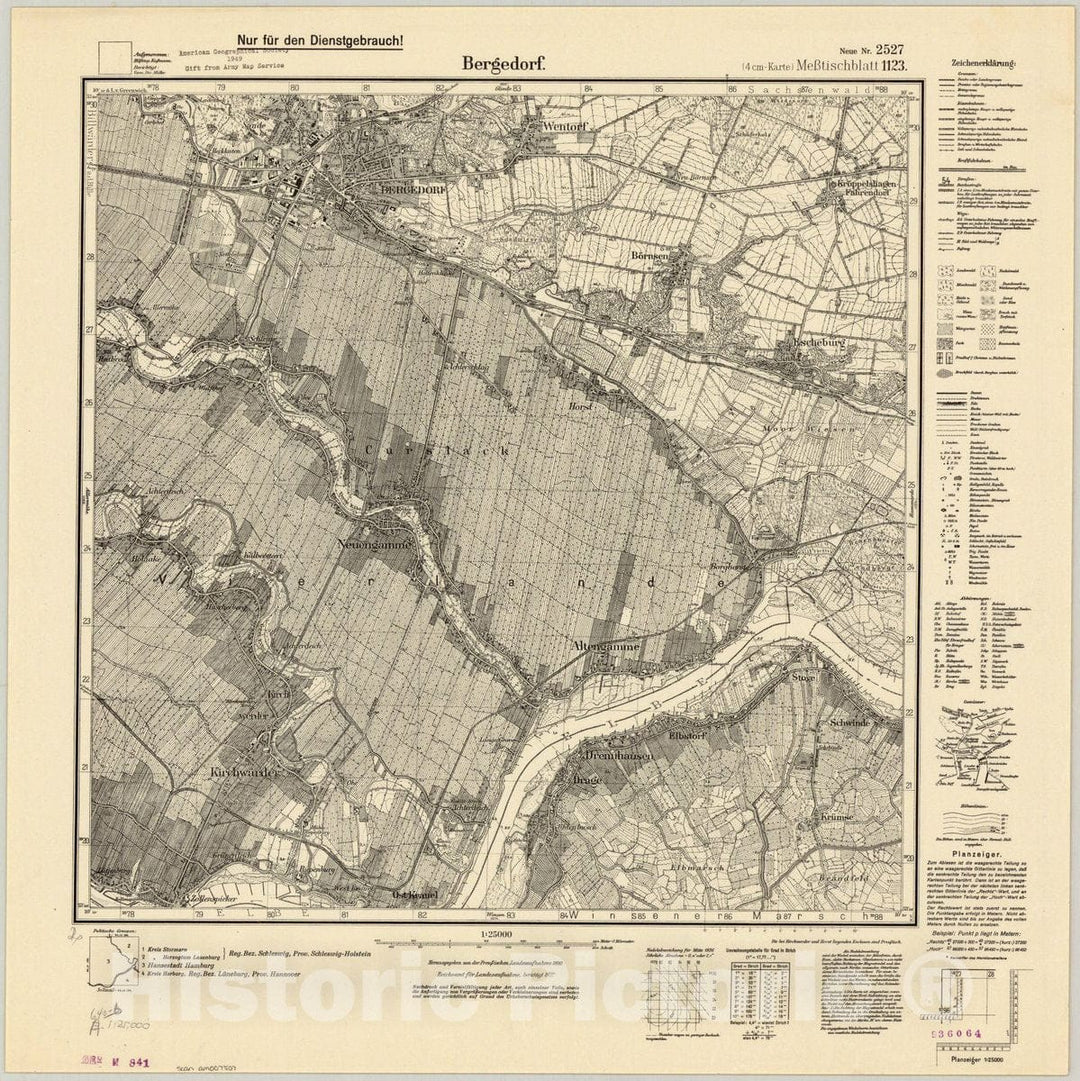 Map : Bergedorf, Germany 1922, Topographische Karte 1:25 000, Antique Vintage Reproduction