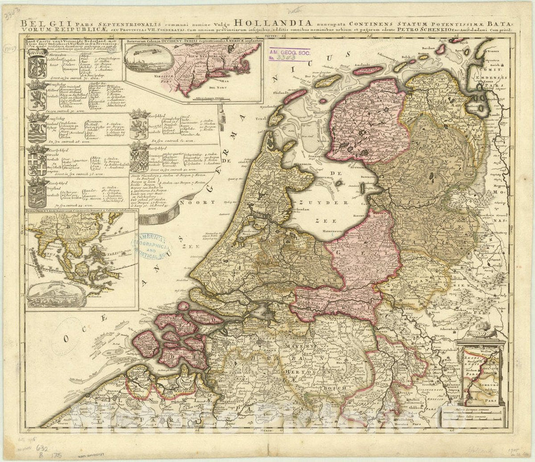 Map : Netherlands 1705 1, Antique Vintage Reproduction