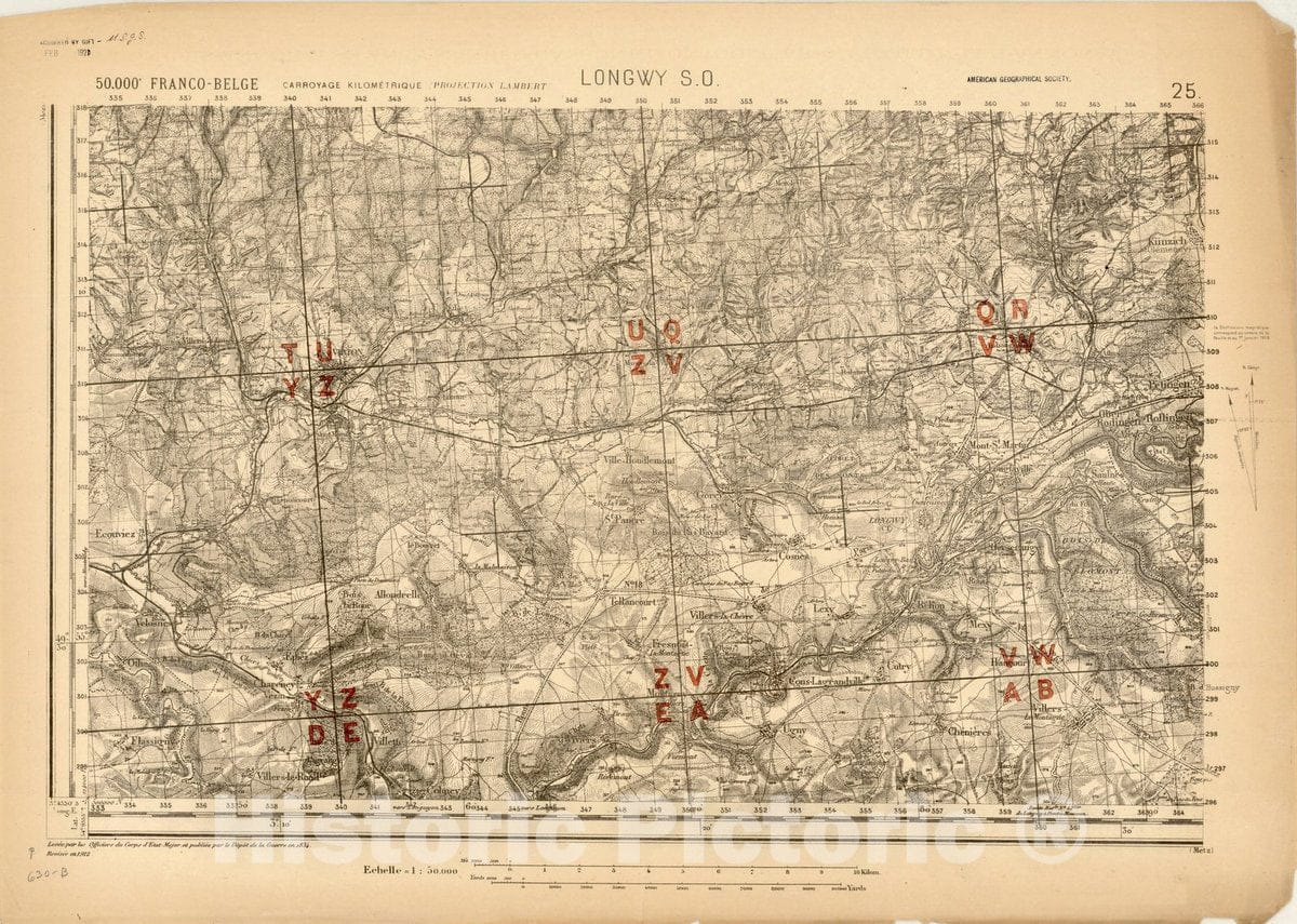 Map : Longwy S.O., France 1, [Topographic maps of France], Antique Vintage Reproduction