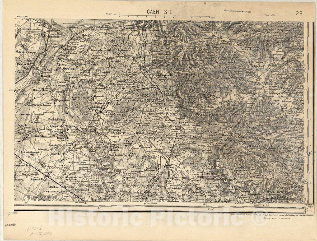 Map : Caen S.E., France , [Topographic maps of France], Antique Vintage Reproduction