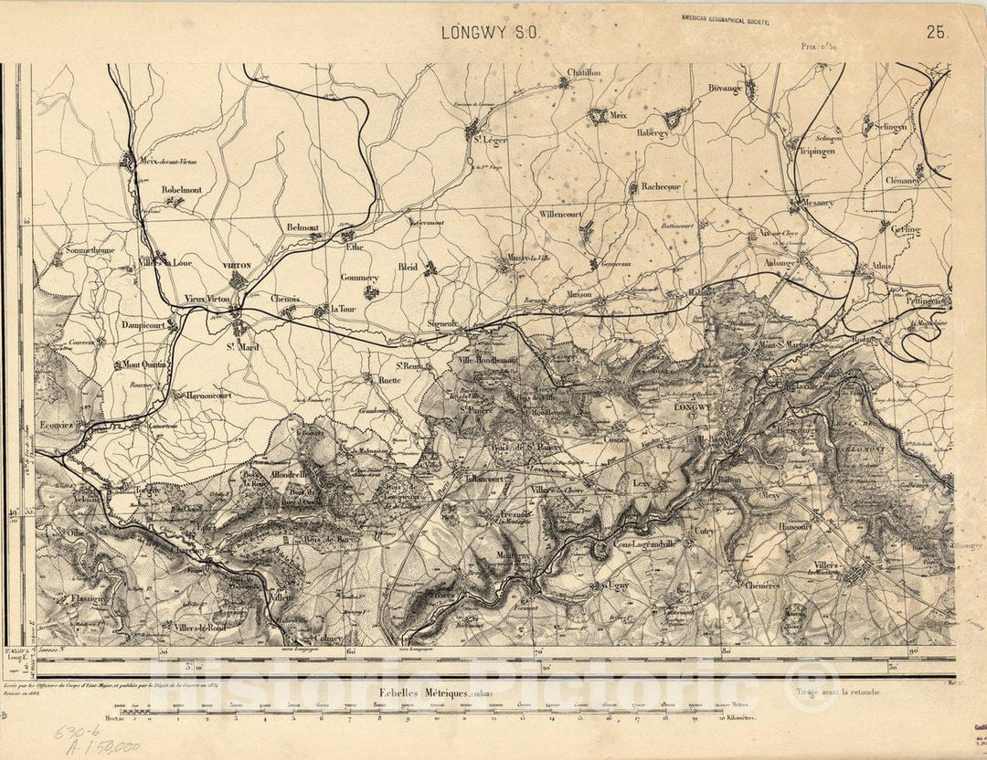 Map : Longwy S.O., France 2, [Topographic maps of France], Antique Vintage Reproduction