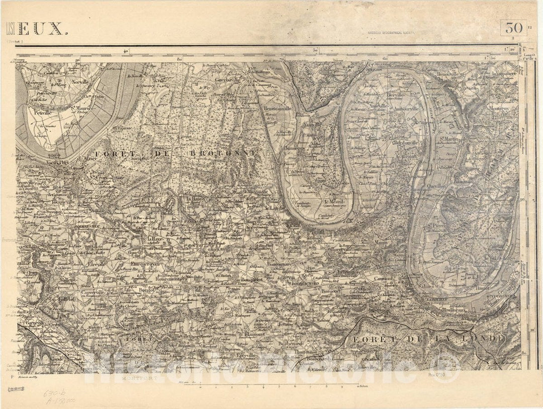 Map : Lisieux, France, [Topographic maps of France], Antique Vintage Reproduction