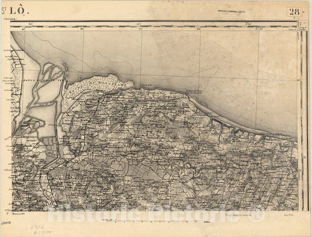 Map : St. Lo., France 1, [Topographic maps of France], Antique Vintage Reproduction