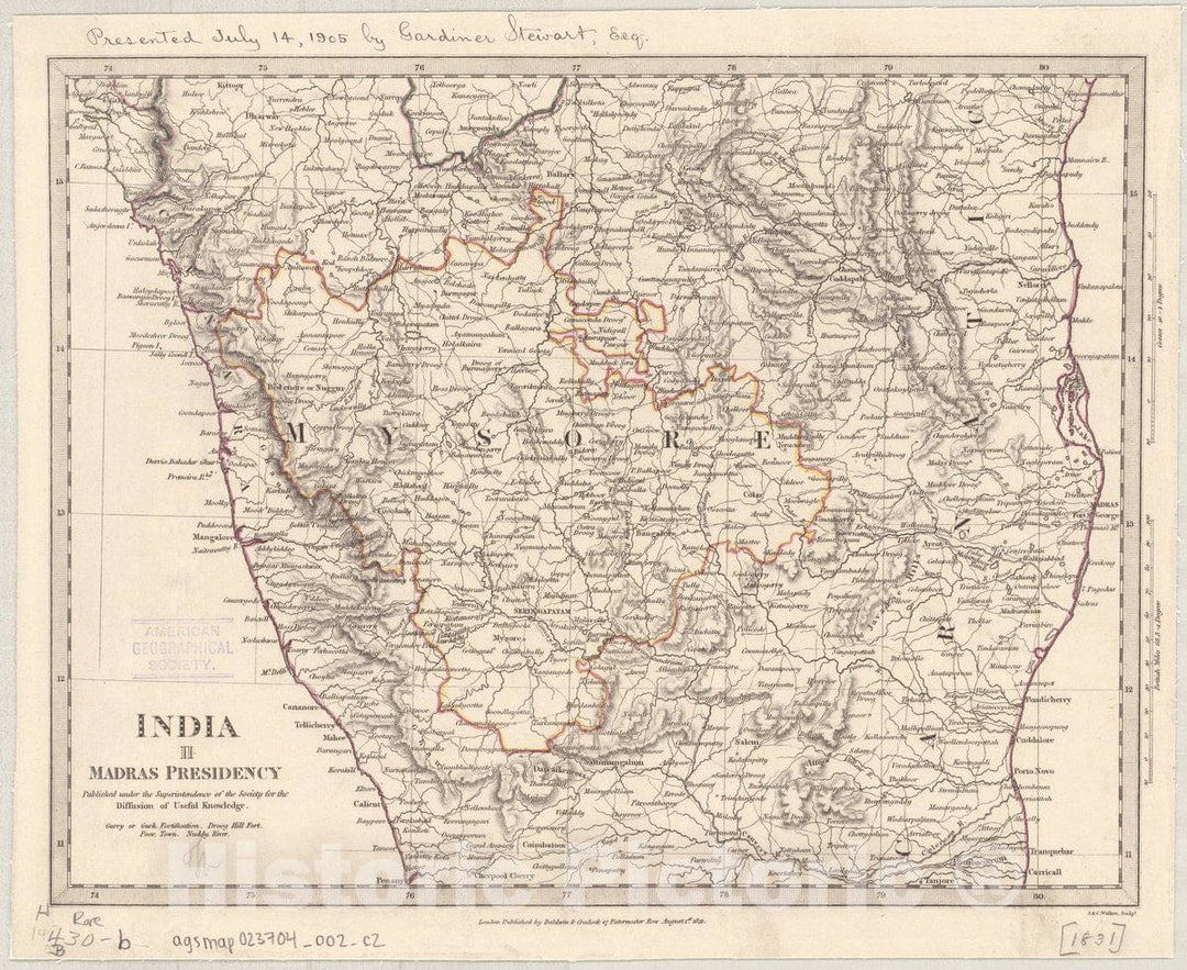 Map : India and Ceylon 1853 2, India and Ceylon , Antique Vintage Reproduction