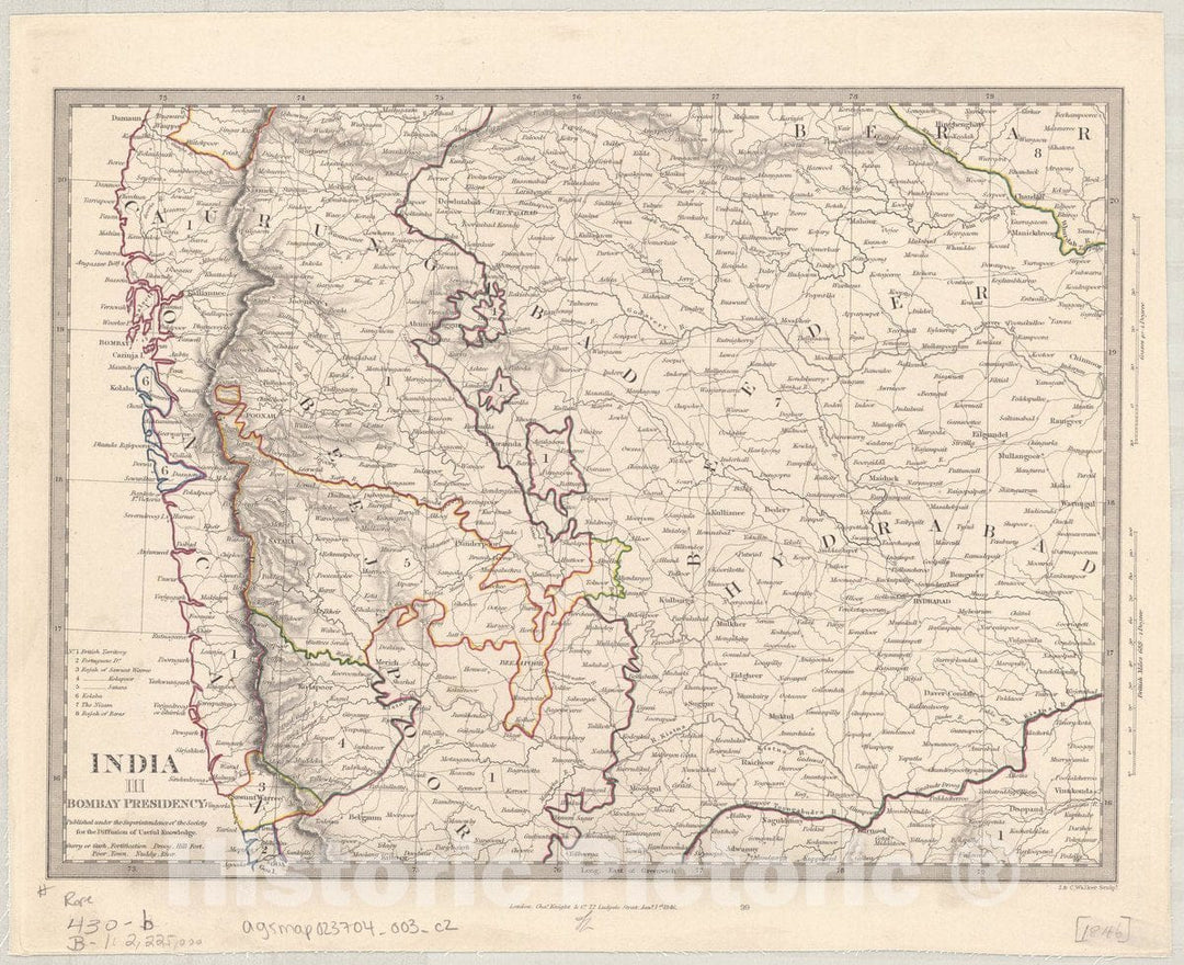 Map : India and Ceylon 1853 3, India and Ceylon , Antique Vintage Reproduction